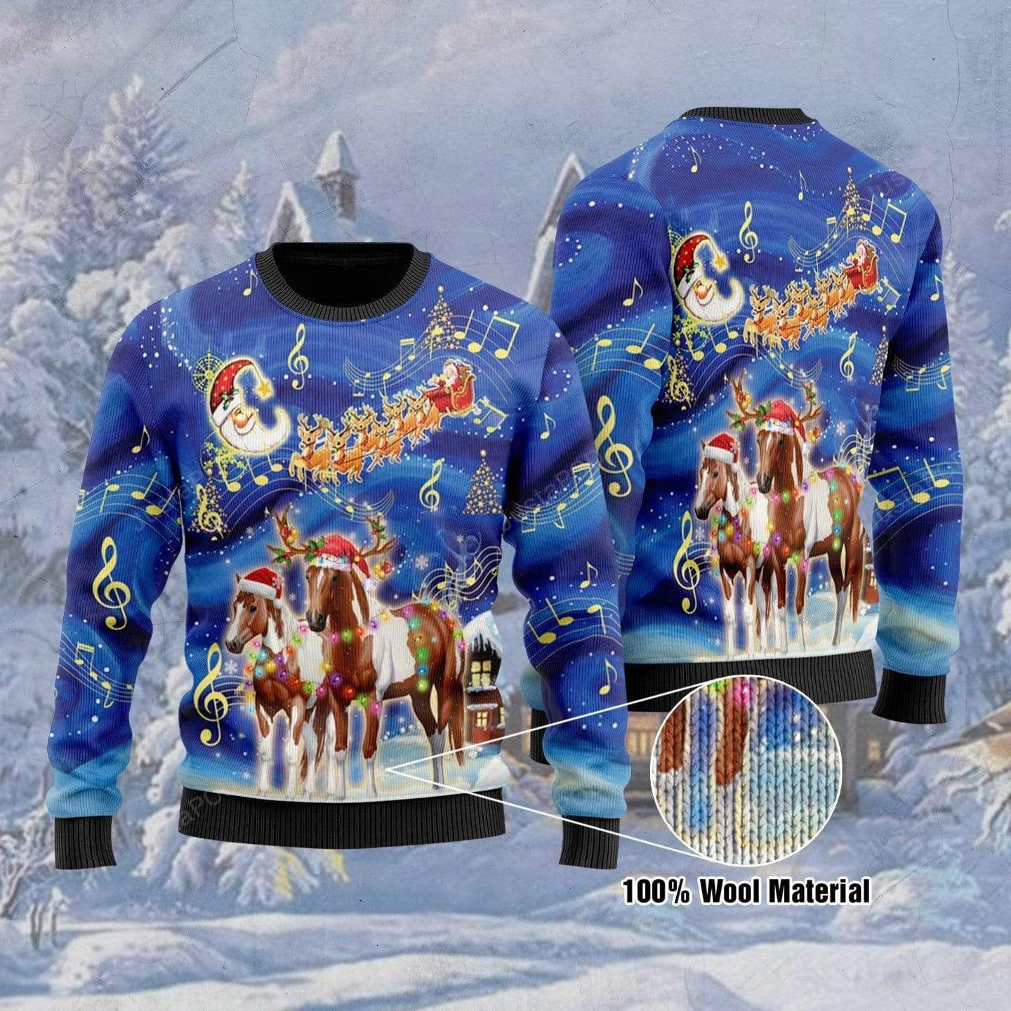 Horses Ugly Christmas Sweater Adult 3D Funny Matching for family