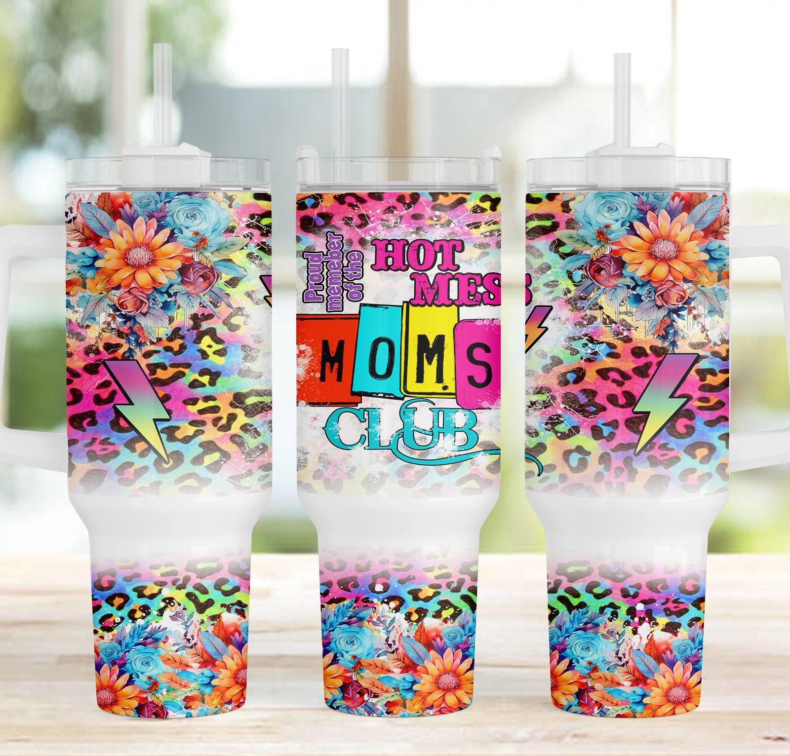 Hot Mess Moms Club Floral Leopard Print Custom Stanley Cup 40 oz 30 oz Tumbler With HandleTVC2301961