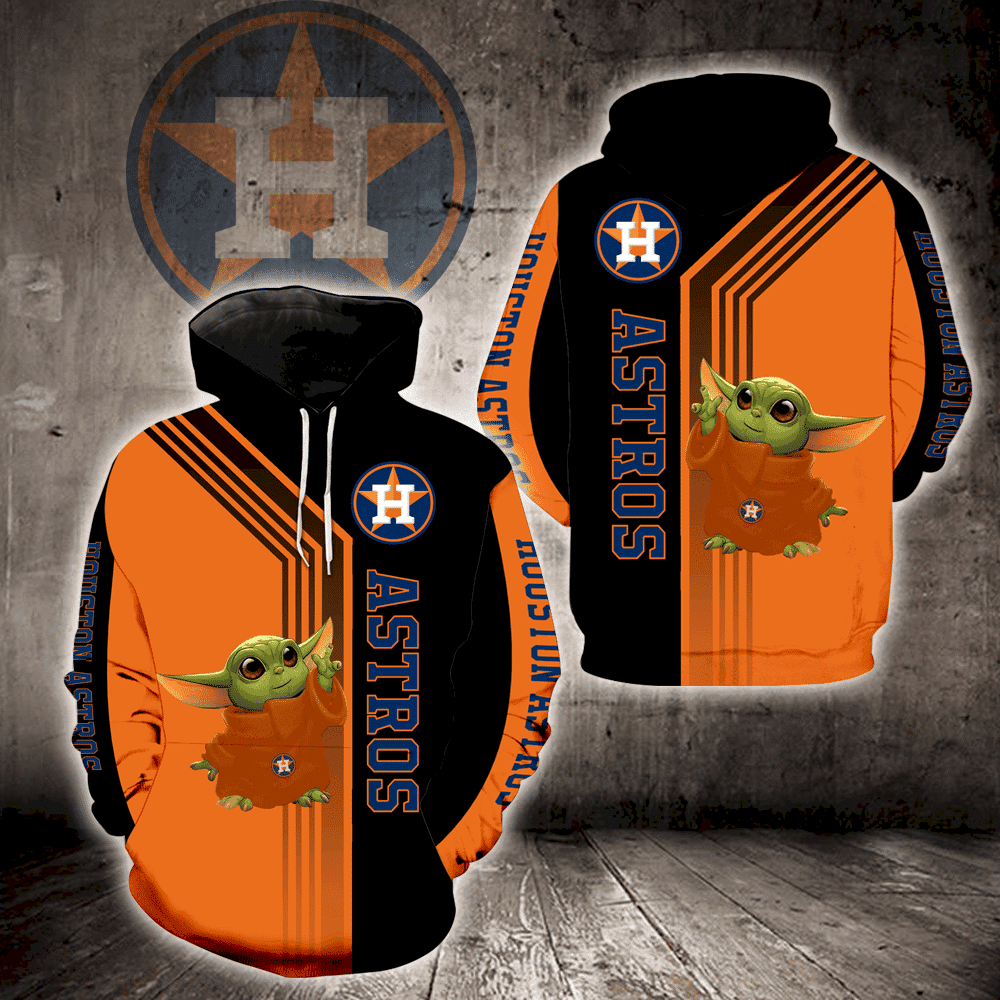 Houston Astros Baby Yoda 3D All Over Print Hoodie, Zip Hoodie