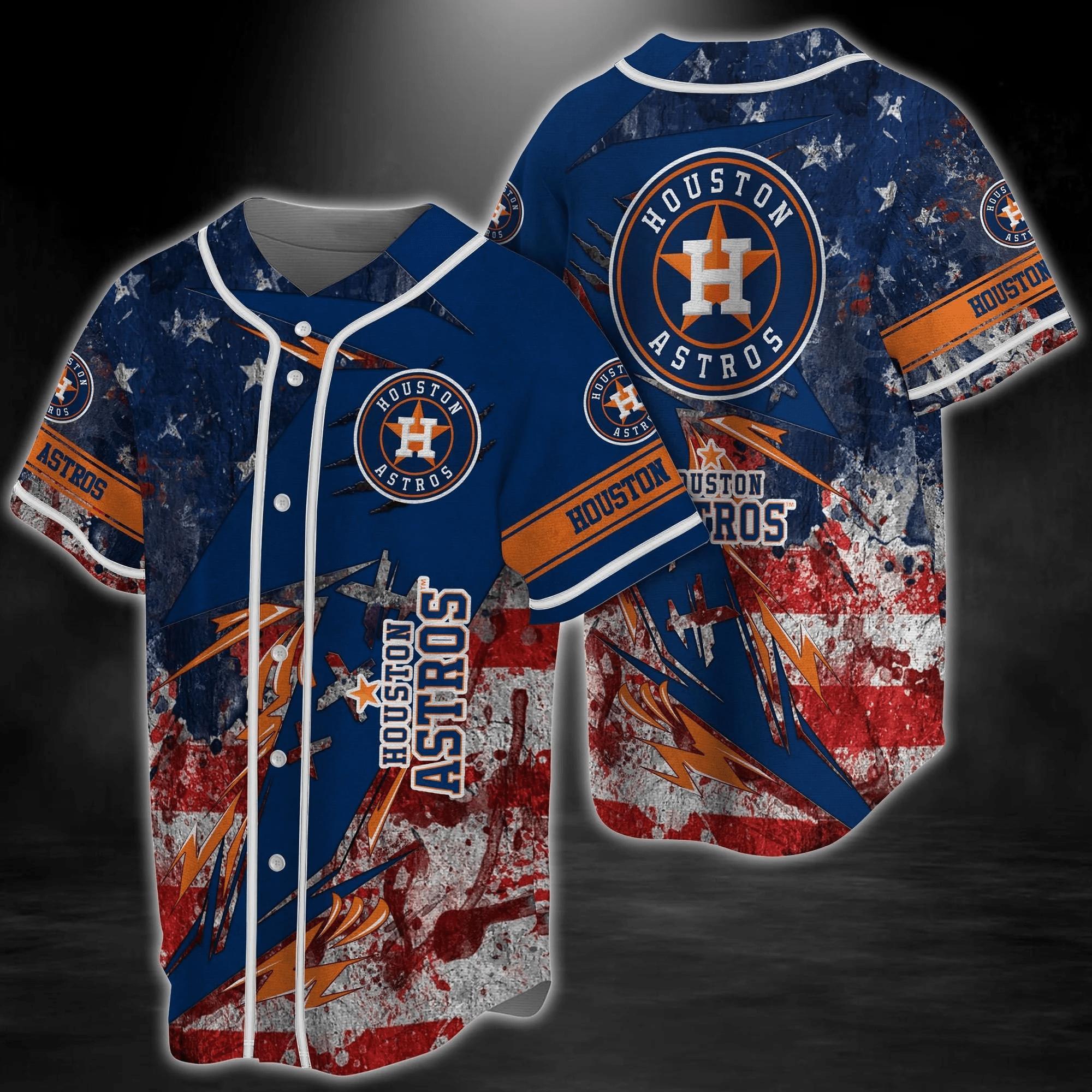 Houston Astros Mlb Baseball Jersey Shirt Us Flag