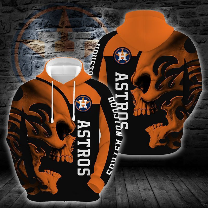 Houston Astros MLB Baseball Skull 3D All Over Print Hoodie, Zip Hoodie
