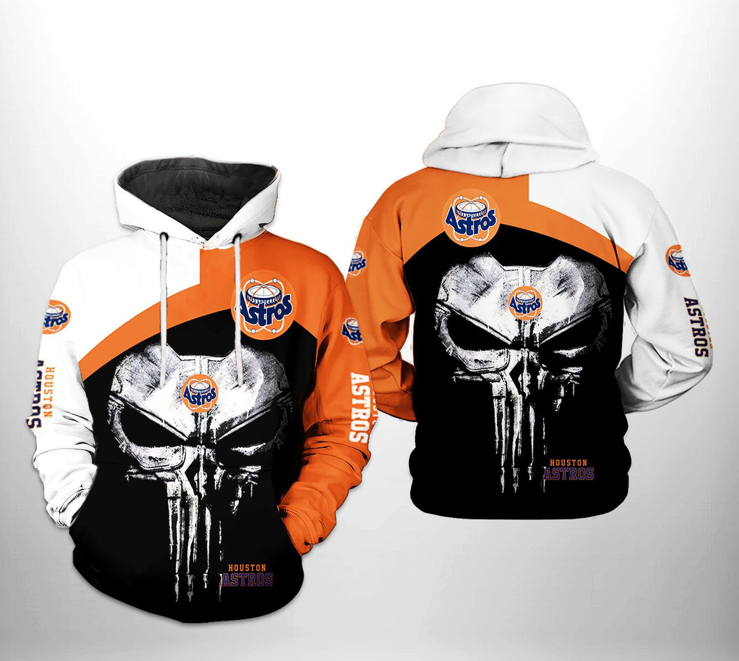 Houston Astros MLB Skull Punisher 3D All Over Print Hoodie, Zip Hoodie