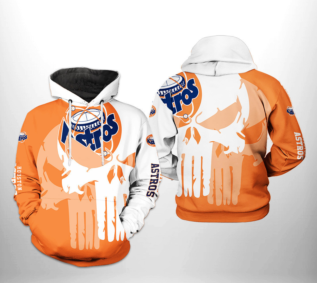Houston Astros MLB Team Skull 3D All Over Print Hoodie, Zip Hoodie