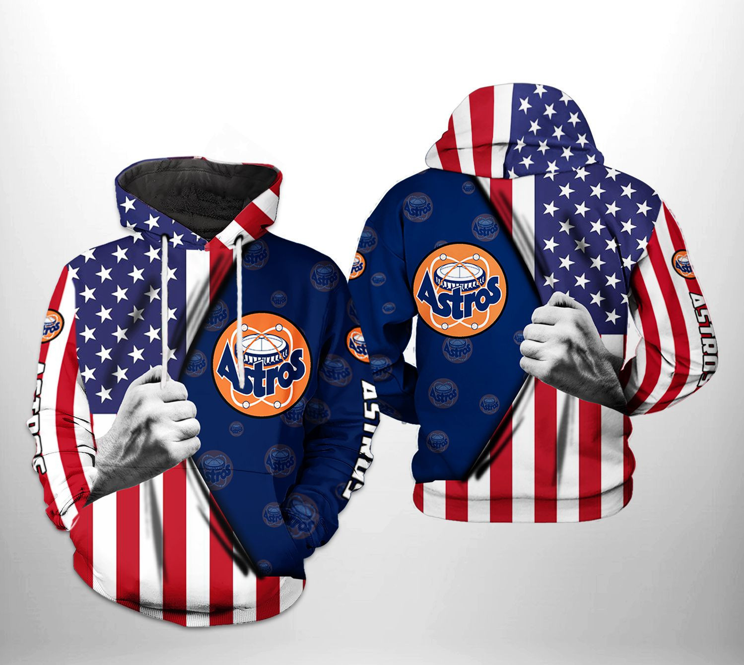 Houston Astros MLB US Flag 3D All Over Print Hoodie, Zip Hoodie