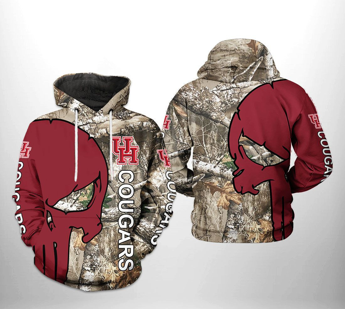 Houston Cougars NCAA Camo Veteran Hunting 3D All Over Print Hoodie, Zip Hoodie
