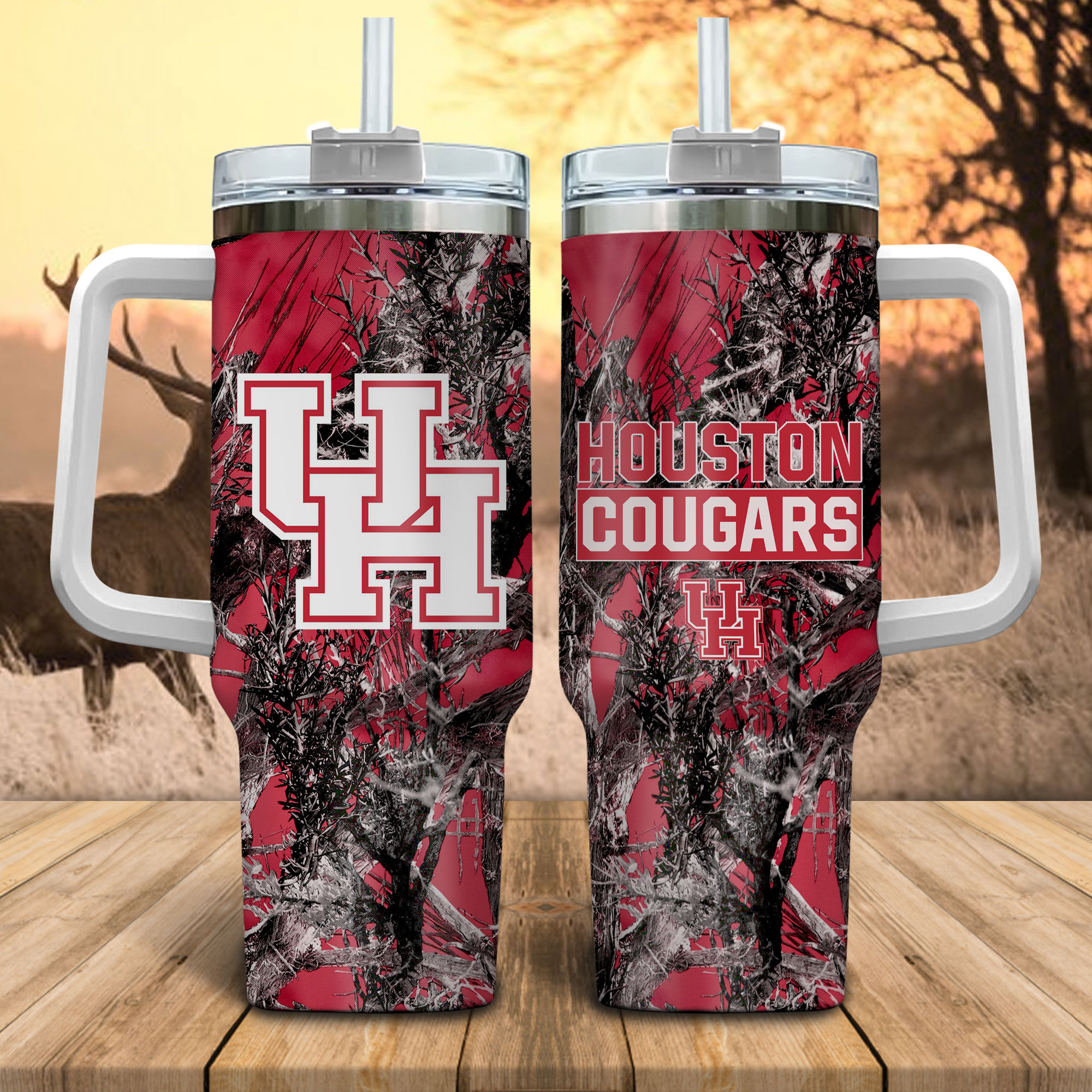 Houston Cougars NCAA Hunting Custom Stanley Cup 40 oz 30 oz Tumbler With HandleTVC230115