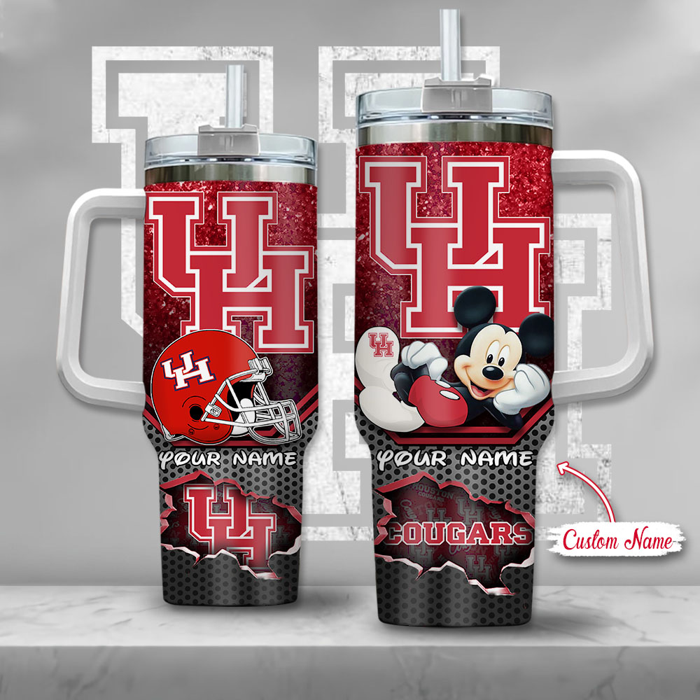 Houston Cougars NCAA Mickey Mouse Custom Stanley Cup 40 oz 30 oz Tumbler With HandleTVC230118