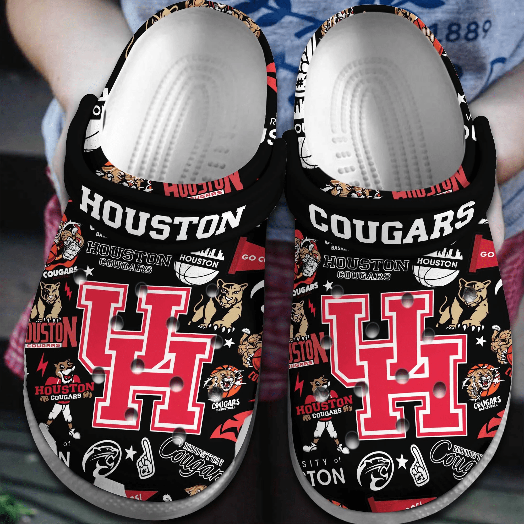 Houston Cougars NCAA Sport Crocs Crocband Clogs Shoes Comfortable For Men Women and Kids