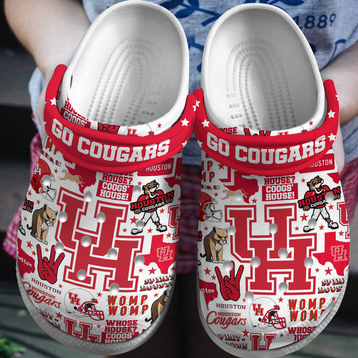 Houston Cougars NCAA Sport Crocs Crocband Clogs Shoes Comfortable For Men Women and Kids