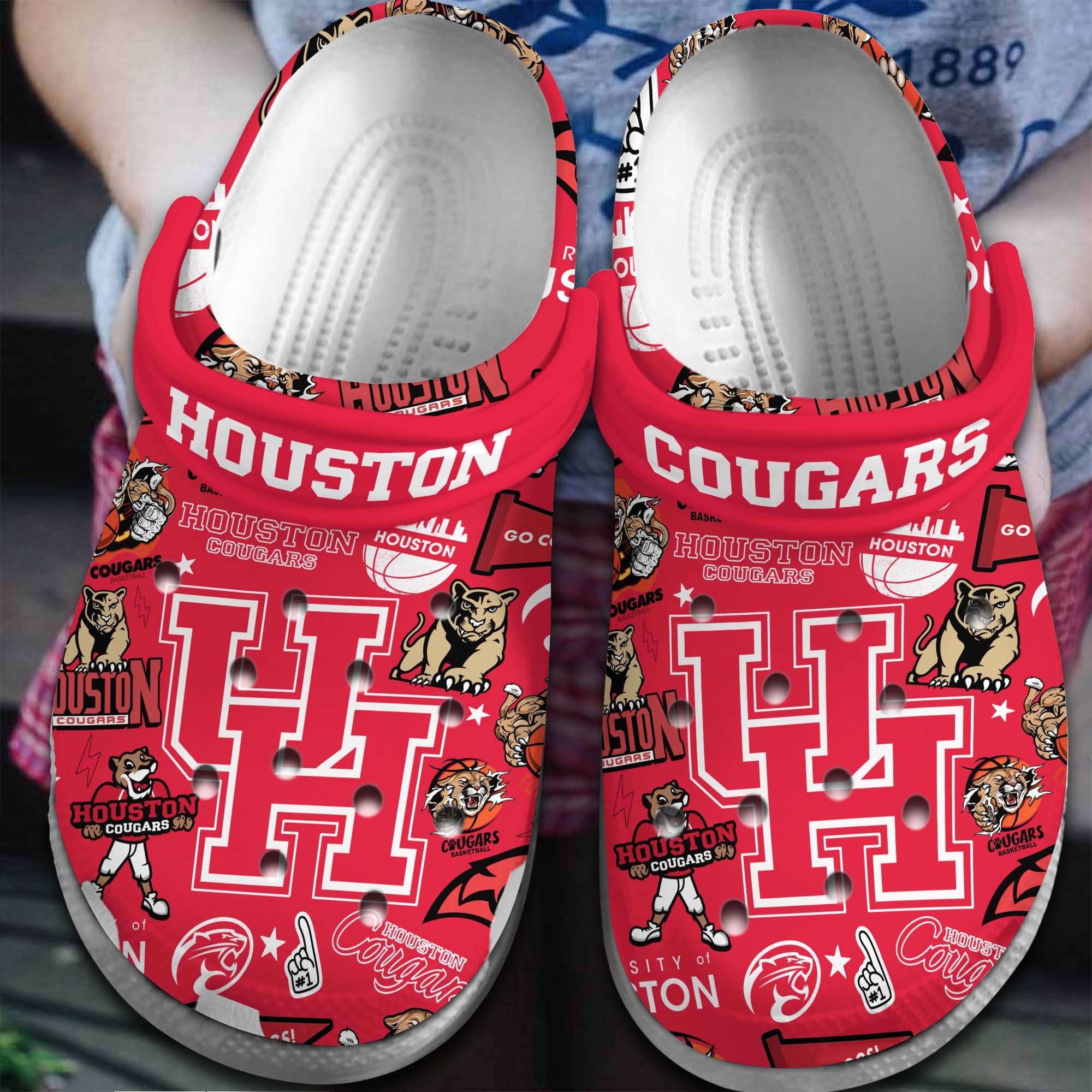 Houston Cougars NCAA Sport Crocs Crocband Clogs Shoes Comfortable For Men Women and Kids