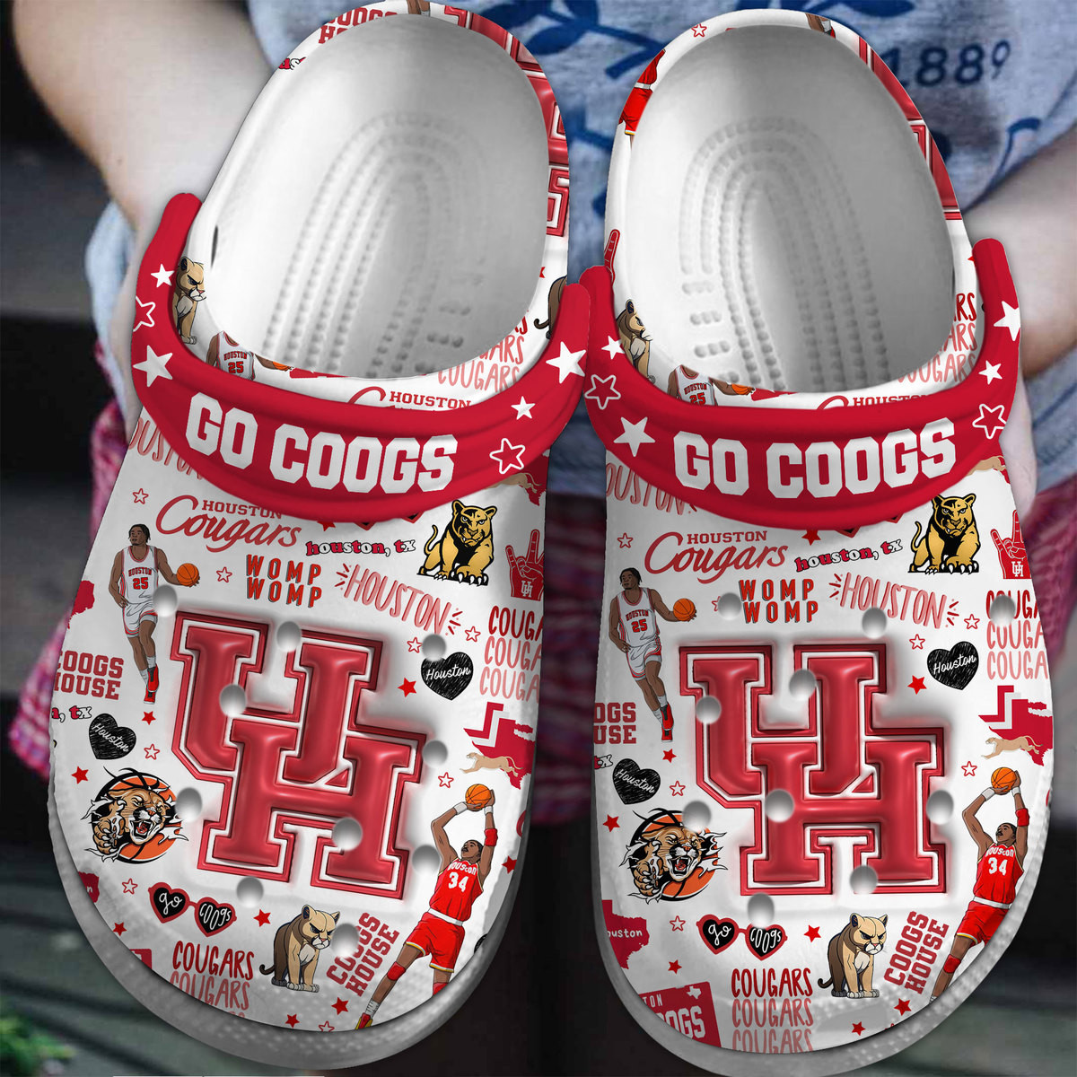 Houston Cougars NCAA Sport Crocs Crocband Clogs Shoes Comfortable For Men Women and Kids