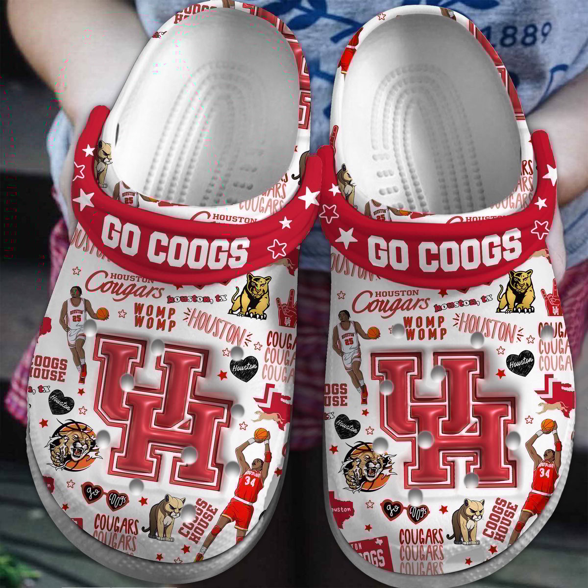 Houston Cougars NCAA Sport Crocs Crocband Clogs Shoes Comfortable For Men Women and Kids