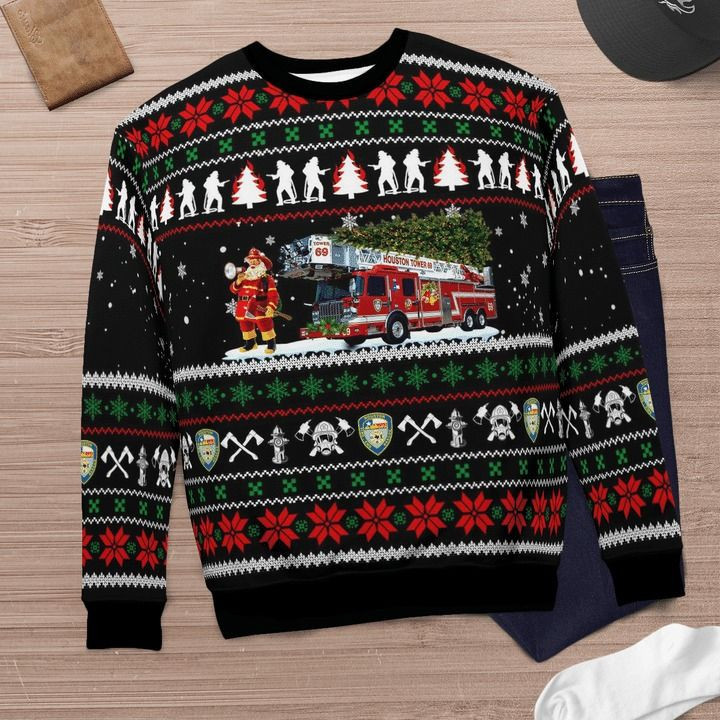 Houston Fire Department For Unisex Ugly Christmas Sweater Adult 3D Funny Matching for family