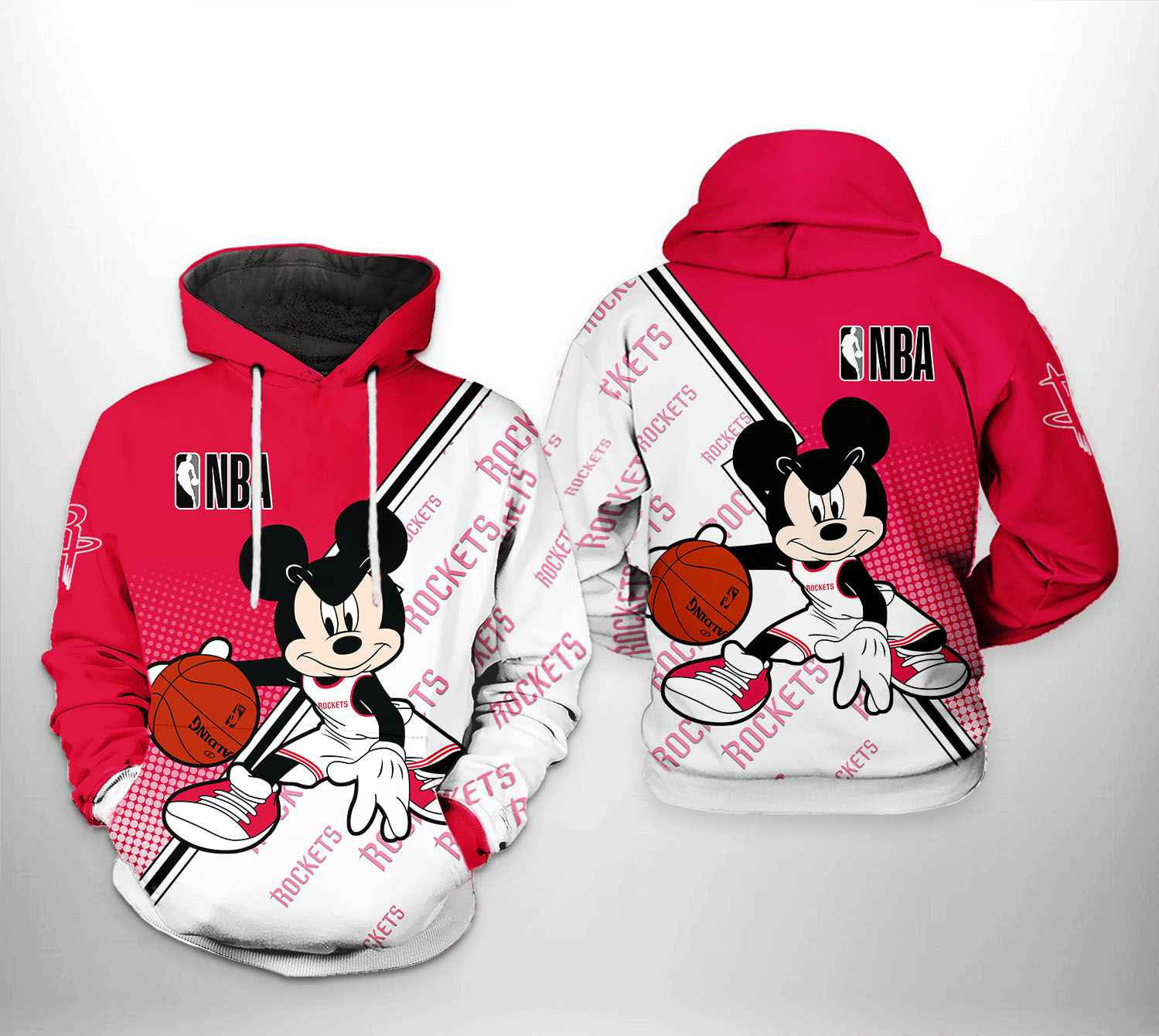 Houston Rockets NBA Mickey 3D All Over Print Hoodie, Zip Hoodie