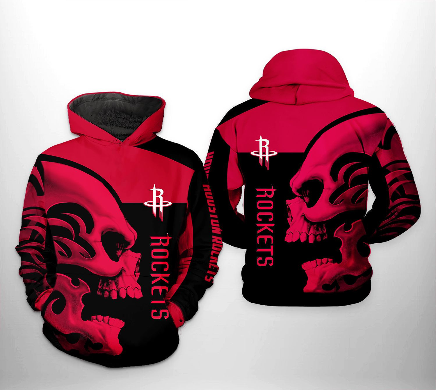 Houston Rockets NBA Skull Team 3D All Over Print Hoodie, Zip Hoodie