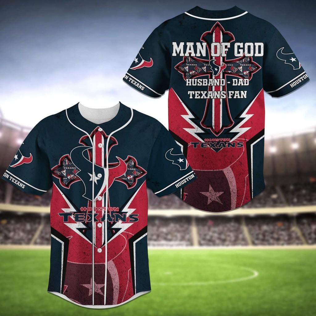 Houston Texans Man Of God NLF Baseball Jersey Shirt