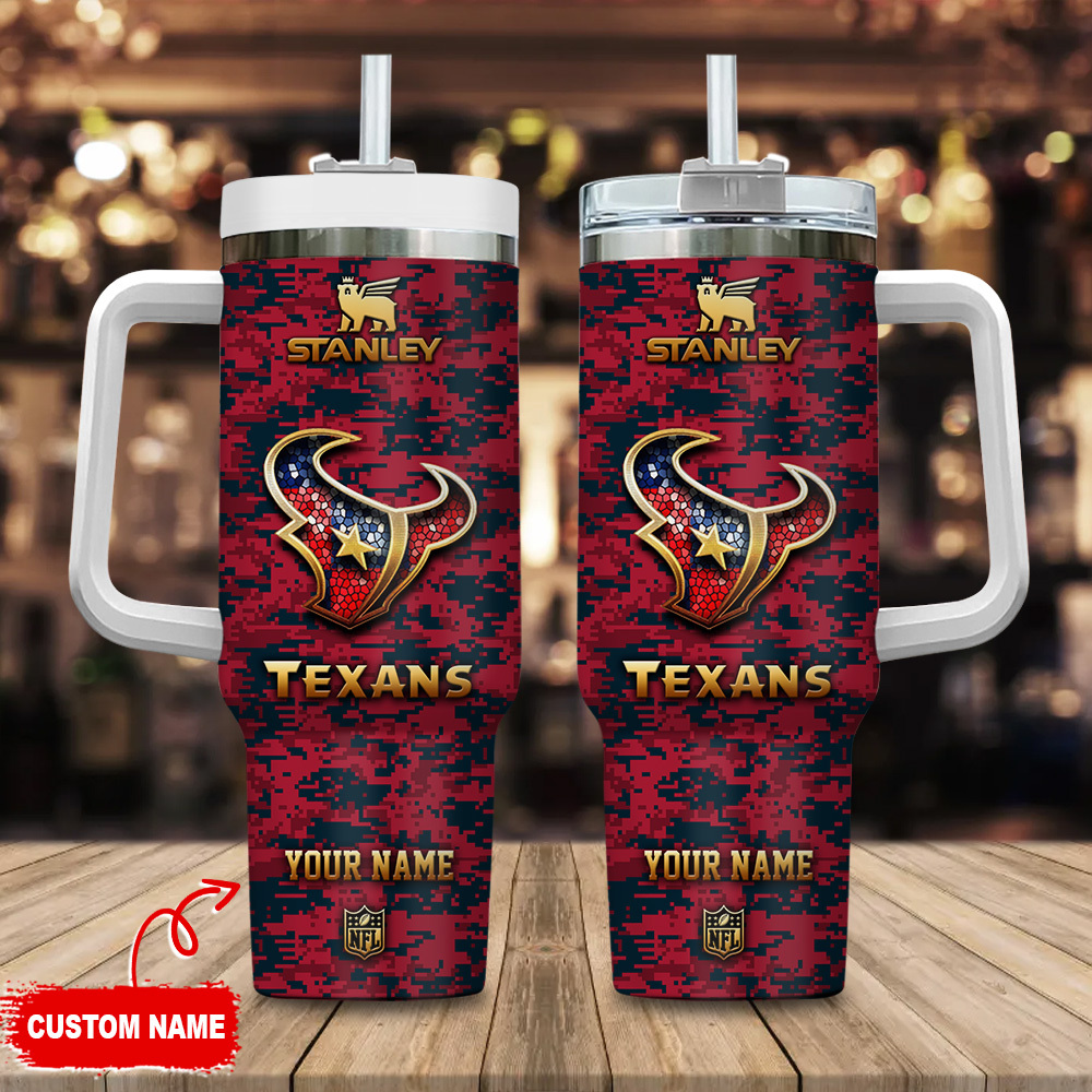 Houston Texans NFL Camouflage Golden Logo Custom Stanley Cup 40 oz 30 oz Tumbler With HandleTVC2301111