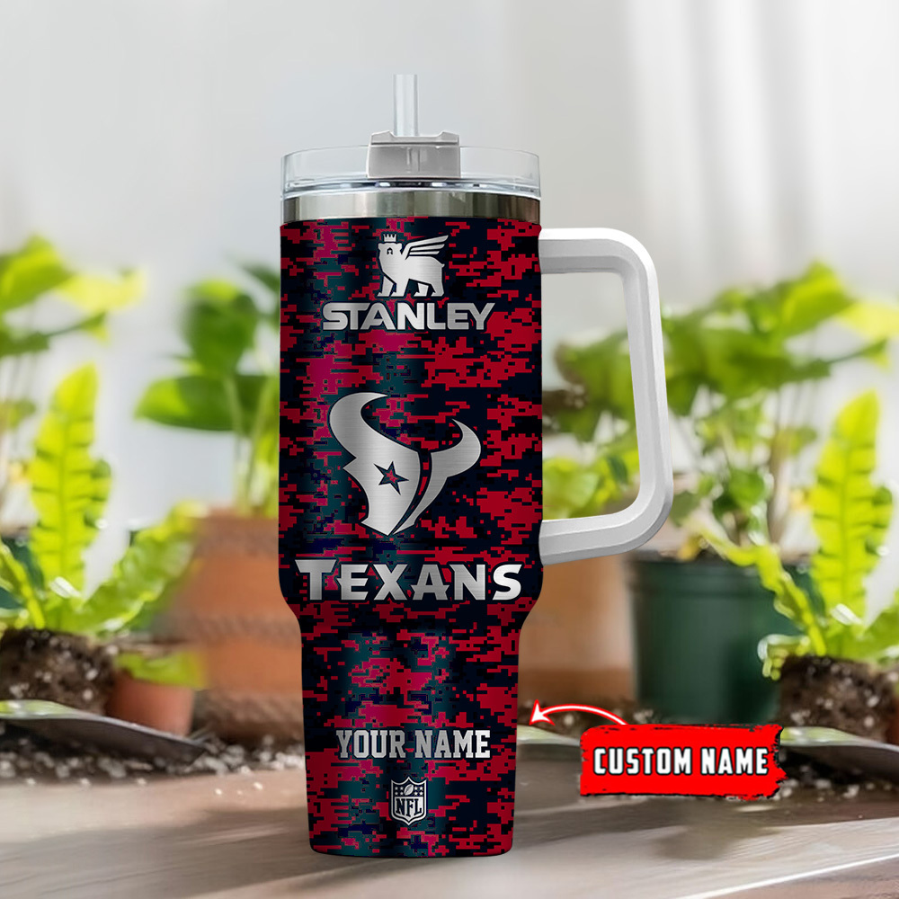 Houston Texans NFL Camouflage Silver Logo Custom Stanley Cup 40 oz 30 oz Tumbler With HandleTVC2301111 - Image 2