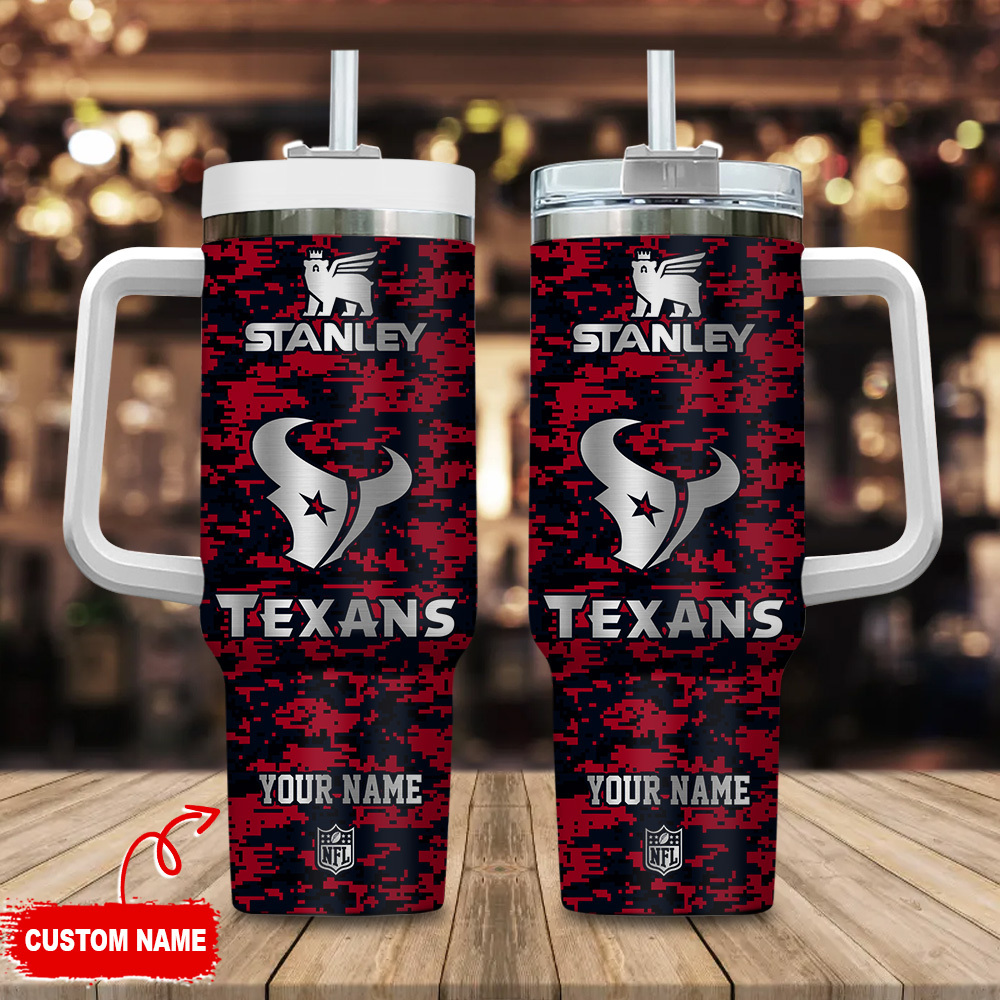Houston Texans NFL Camouflage Silver Logo Custom Stanley Cup 40 oz 30 oz Tumbler With HandleTVC2301111