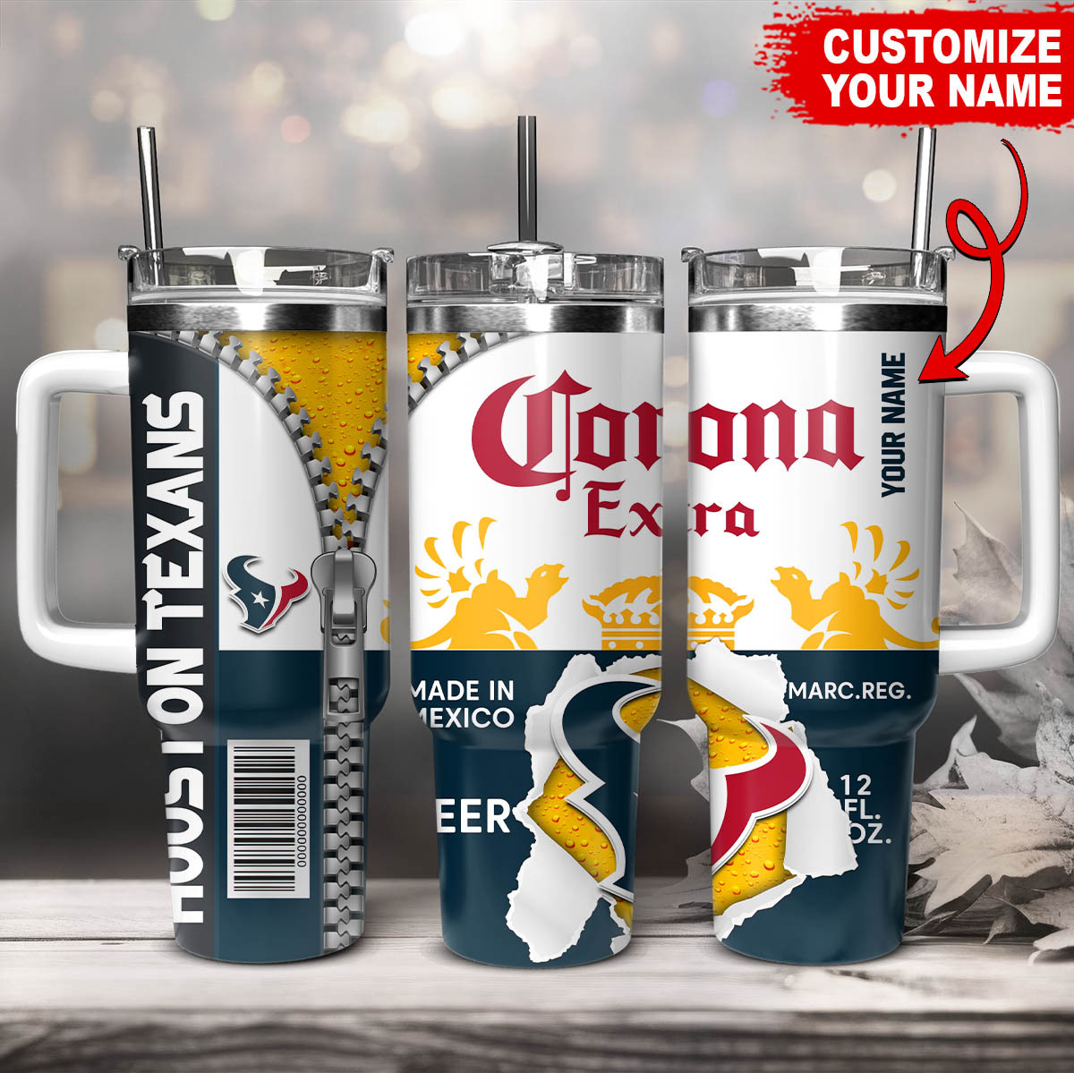 Houston Texans NFL Corona Extra Custom Stanley Cup 40 oz 30 oz Tumbler With HandleTVC230169