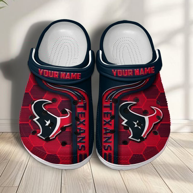 Houston Texans NFL Crocs Crocband Clogs Shoes Comfortable For Men Women and Kids
