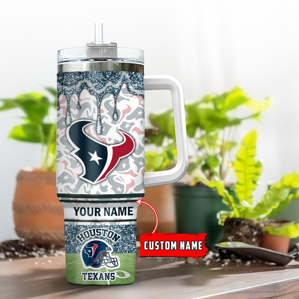 Houston Texans NFL Glitter Custom Stanley Cup 40 oz 30 oz Tumbler With HandleTVC230195