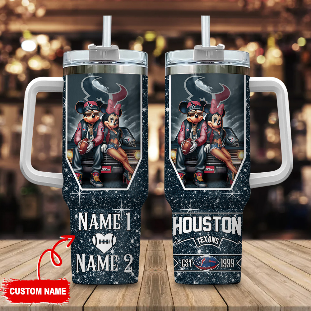 Houston Texans NFL Mickey And Minnie Couple Custom Stanley Cup 40 oz 30 oz Tumbler With HandleTVC230188