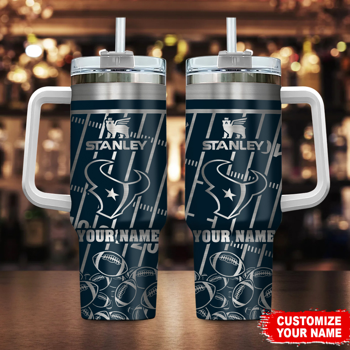 Houston Texans NFL Silver Custom Stanley Cup 40 oz 30 oz Tumbler With HandleTVC2301105