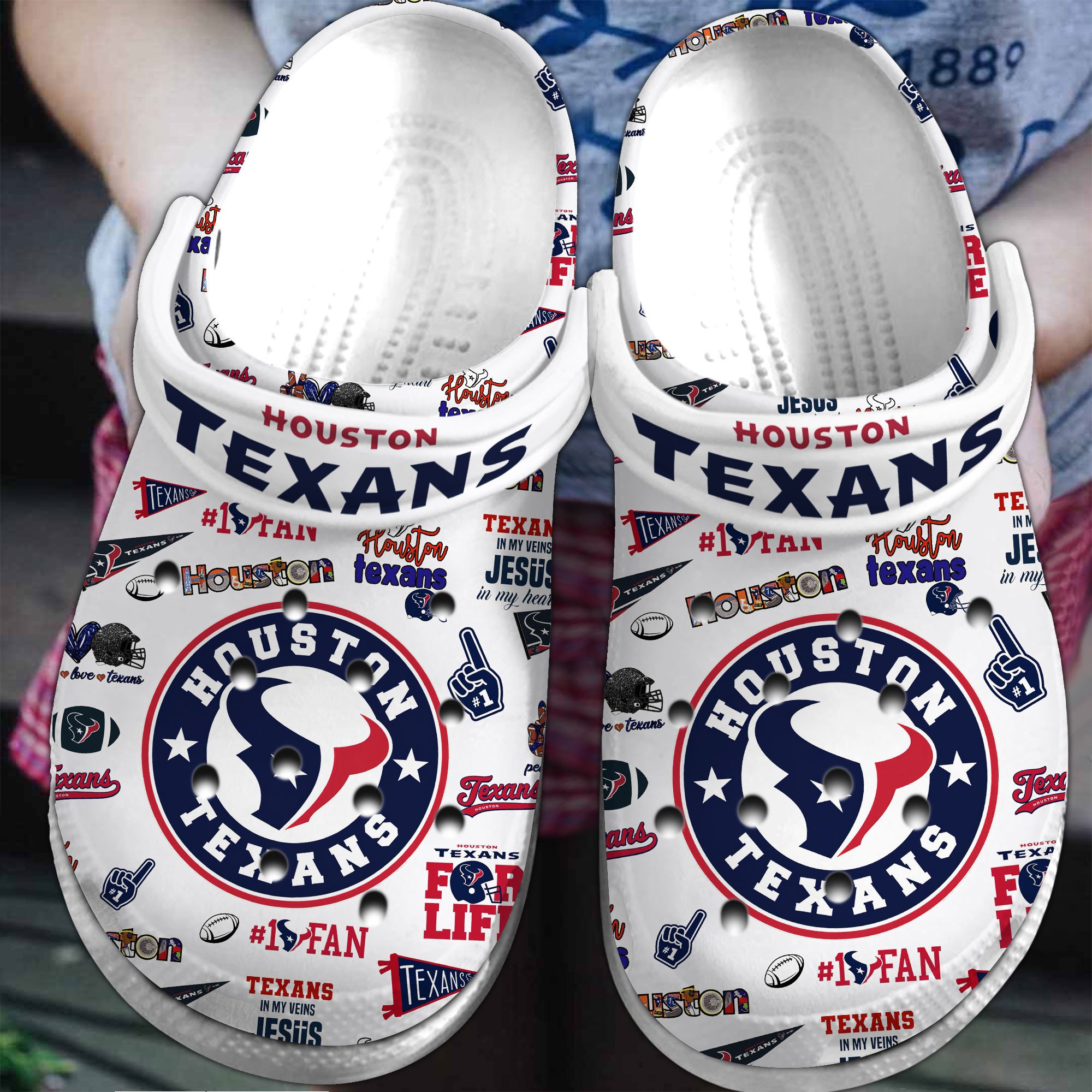 Houston Texans NFL Sport Crocs Crocband Clogs Shoes Comfortable For Men Women and Kids