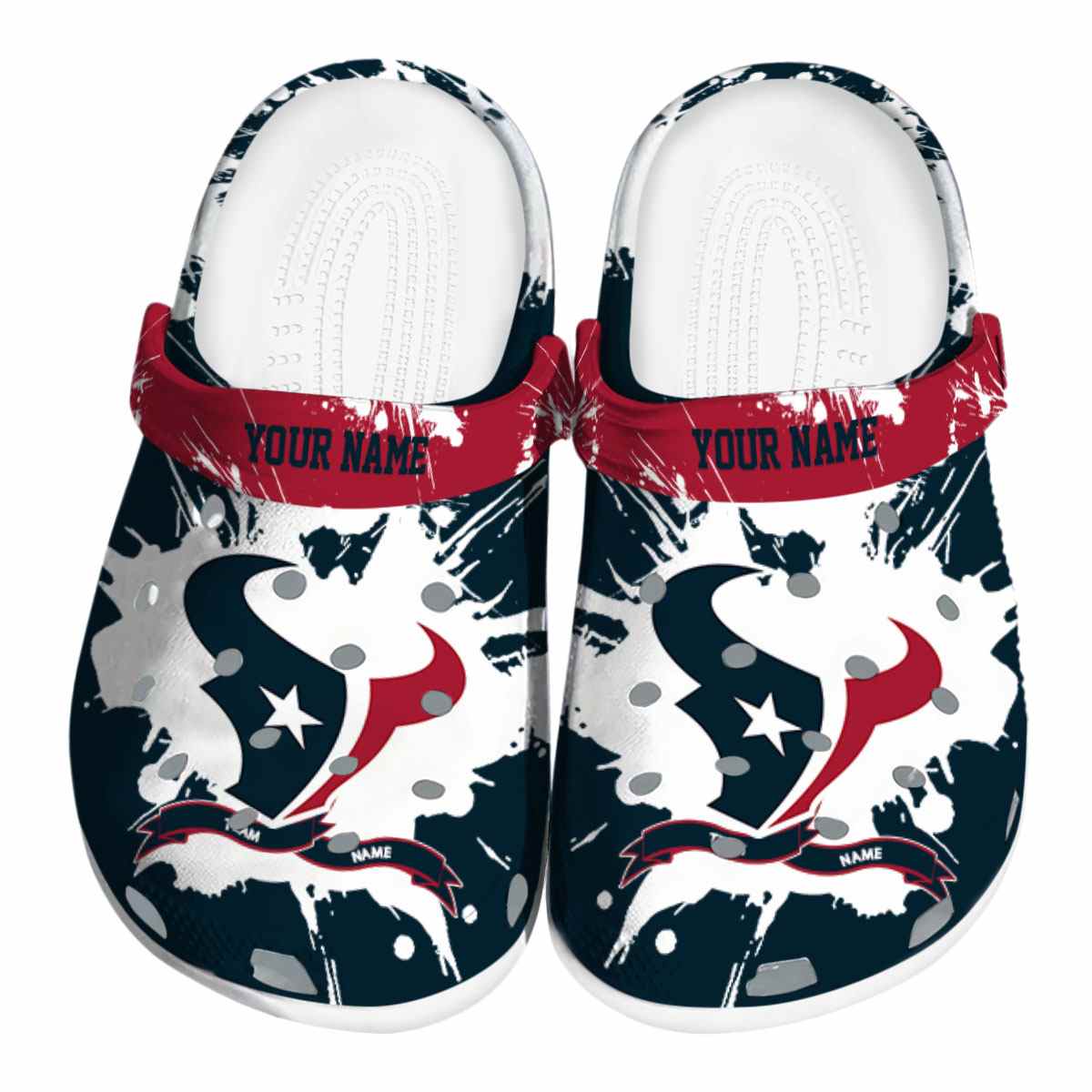 Houston Texans NFL Sport Crocs Crocband Clogs Shoes Comfortable For Men Women and Kids