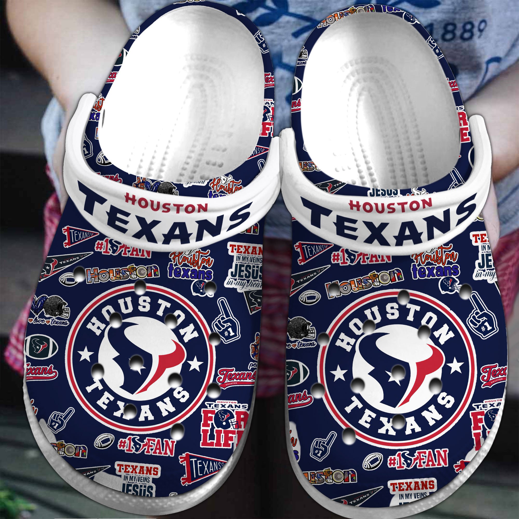 Houston Texans NFL Sport Crocs Crocband Clogs Shoes Comfortable For Men Women and Kids