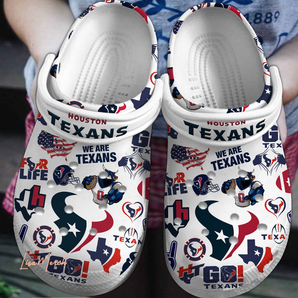 Houston Texans NFL Sport Crocs Crocband Clogs Shoes Comfortable For Men Women and Kids