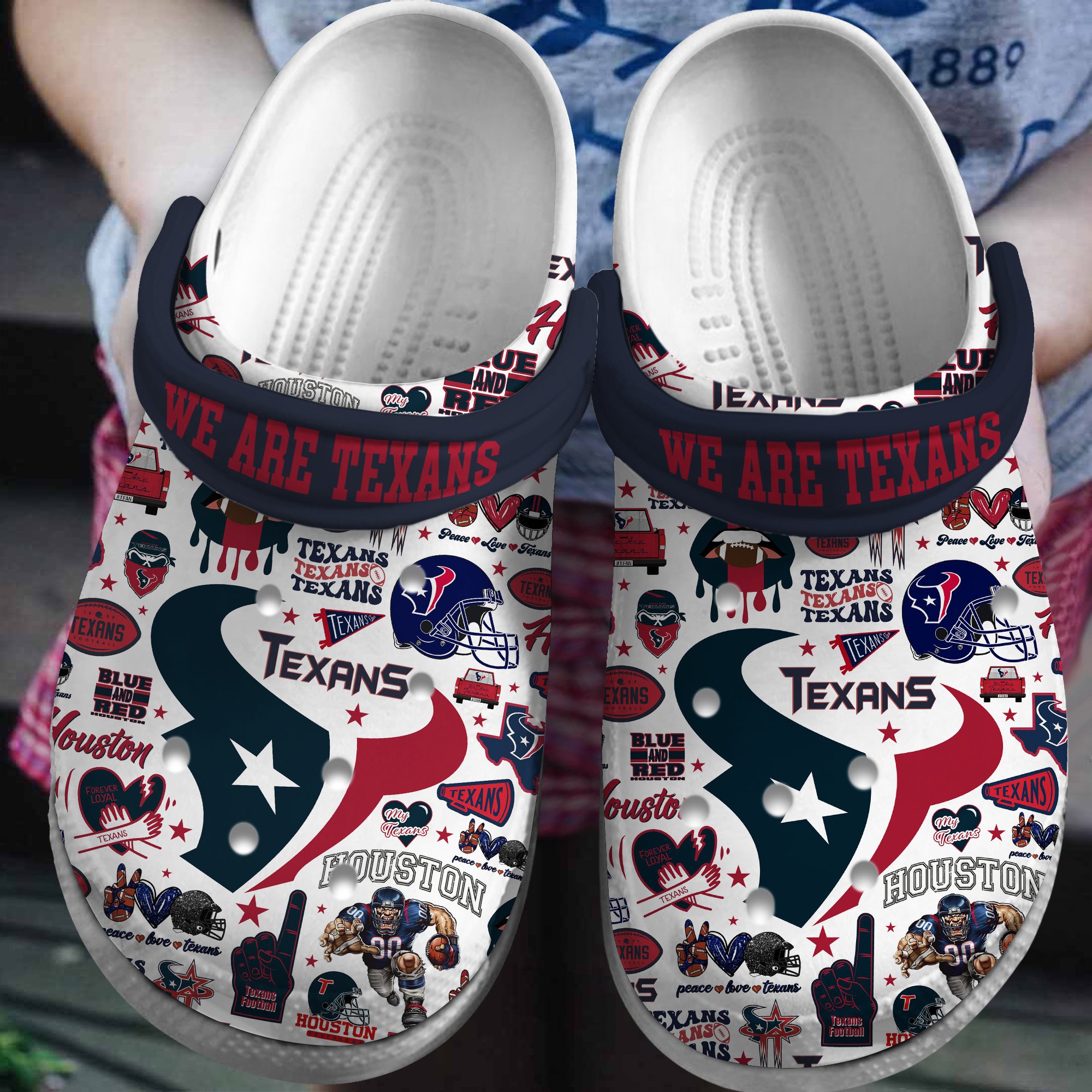 Houston Texans NFL Sport Crocs Crocband Clogs Shoes Comfortable For Men Women and Kids
