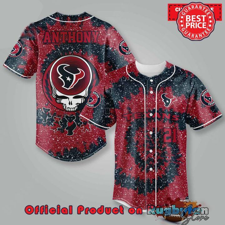 Houston Texans NLF Grateful Dead Personalized Premium Combo Baseball Jersey And Short