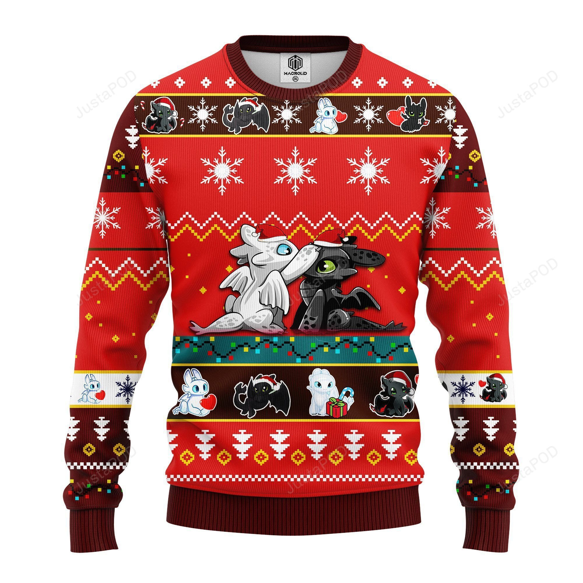 How To Train Your Dragon Toothless Light Fury Ugly Christmas Sweater Adult 3D Funny Matching for family