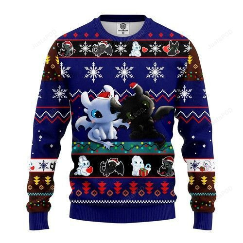 How To Train Your Dragon Toothless Love Christmas For Dragon Lovers Ugly Christmas Sweater Adult 3D Funny Matching for family