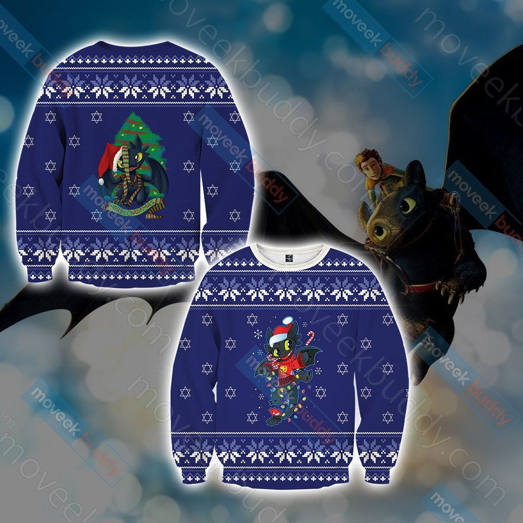 How To Train Your Dragon Ugly Christmas Sweater Adult 3D Funny Matching for family
