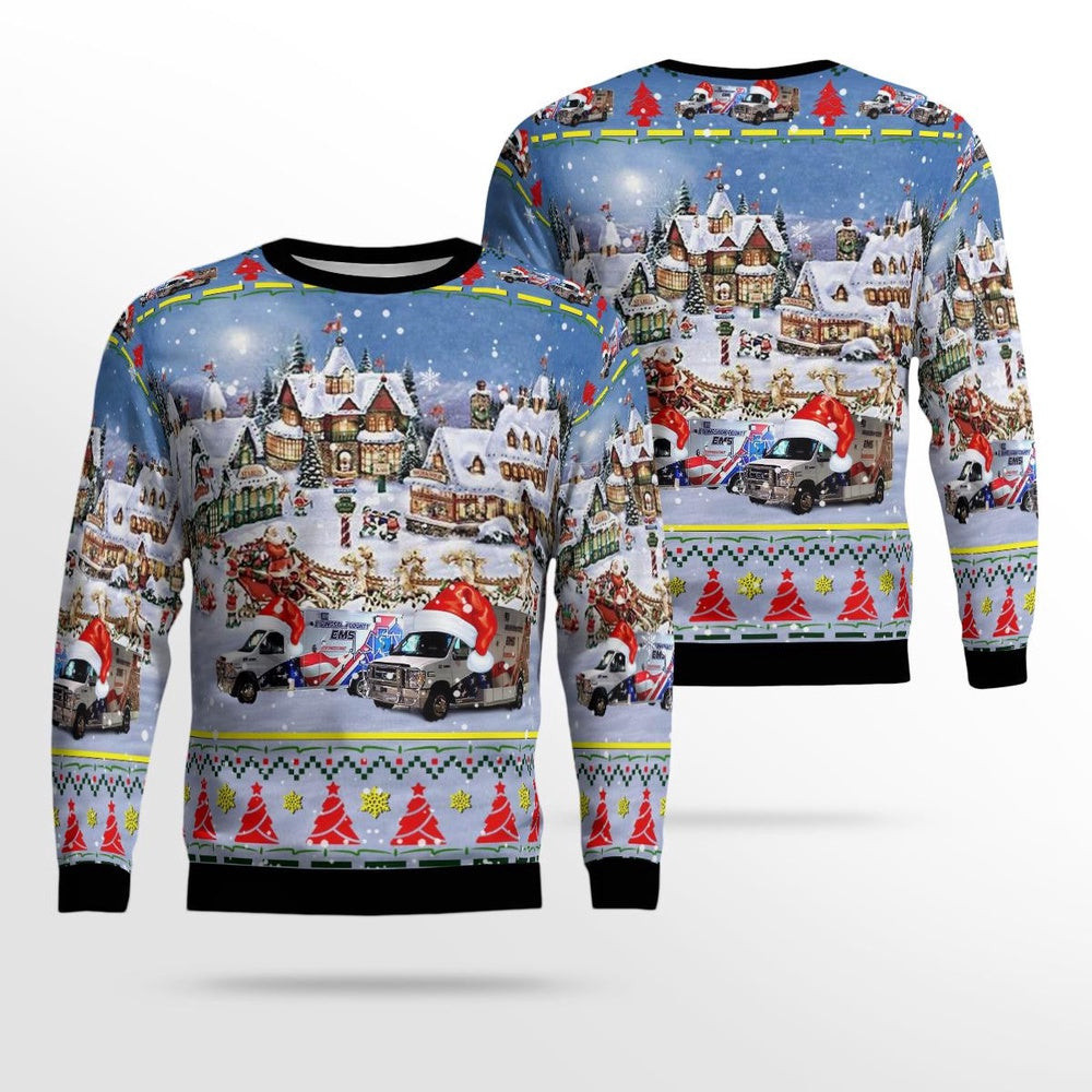 Howell Michigan Livingston County EMS AOP Ugly Sweater Xmas Unisex Sweater Christmas Gifts For Men Women
