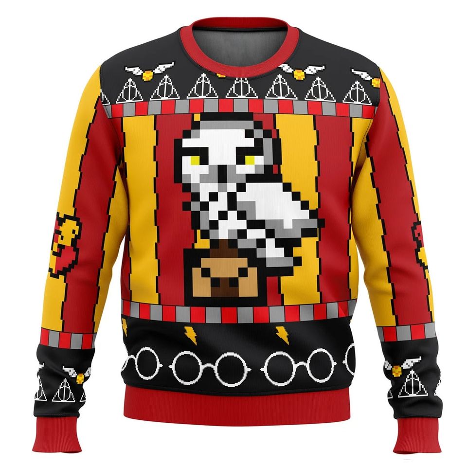 HP Owl Ugly Christmas Sweater, Magic School of Wizard Ugly 3D Sweater
