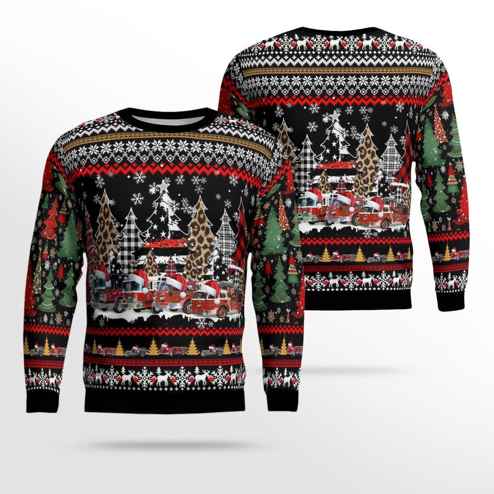Hudson Fire Department Hudson NY Christmas AOP Ugly Sweater Xmas Unisex Sweater Christmas Gifts For Men Women