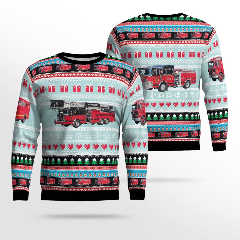 Hudson New York City of Hudson Fire Department Christmas Sweater Xmas Unisex Sweater Christmas Gifts For Men Women