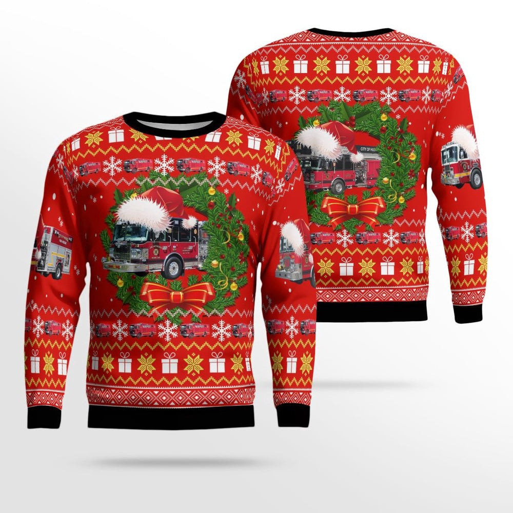 Hudson New York City of Hudson Fire Department Christmas Ugly Sweater Xmas Unisex Sweater Christmas Gifts For Men Women