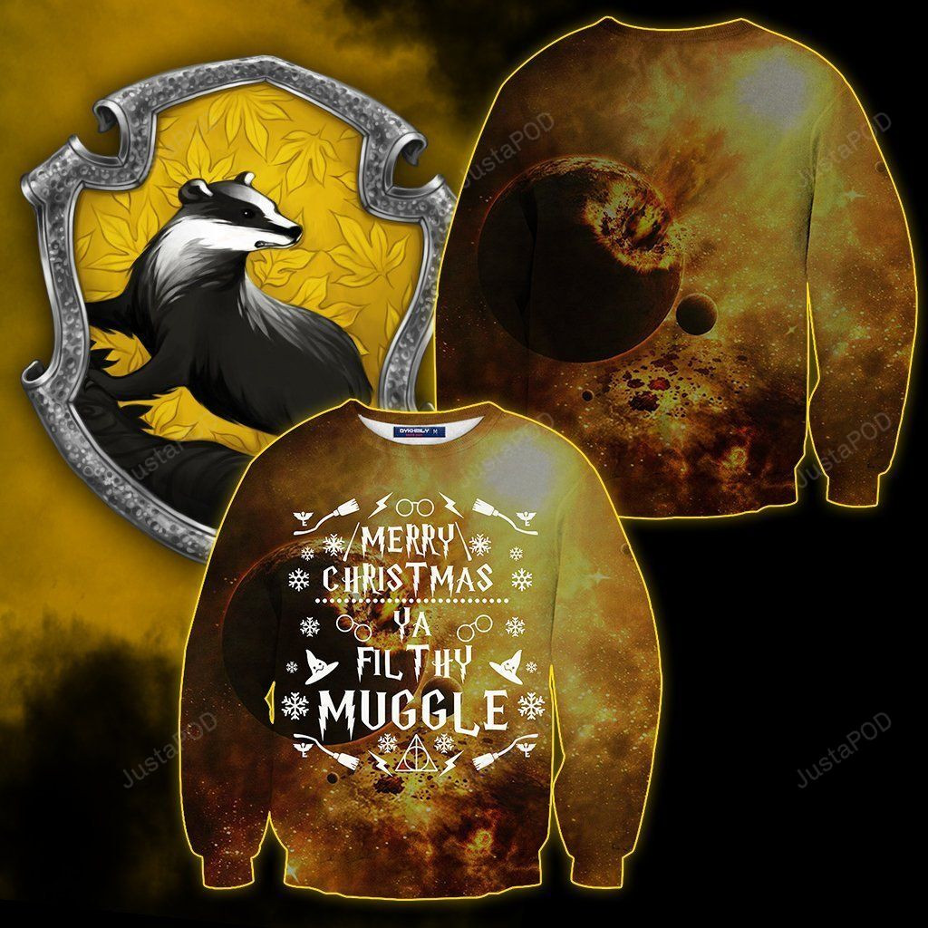 Hufflepuff Ugly Christmas Sweater Adult 3D Funny Matching for family
