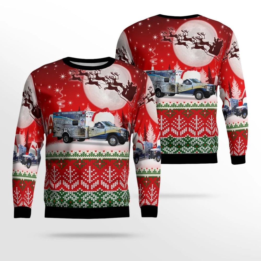 Hughes County Emergency Medical Service AOP Christmas Ugly Sweater Xmas Unisex Sweater Christmas Gifts For Men Women