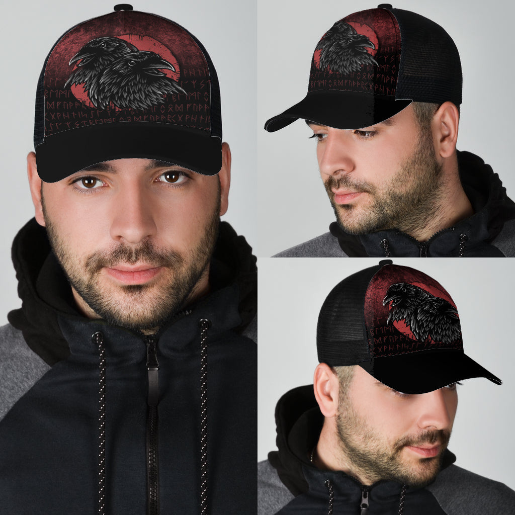 Huginn And Muninn Birds Norse Mythology Crow Hunters Wildlife Animals Mesh Back Cap Trucker Hats Custom Hats Gifts For Men & Women