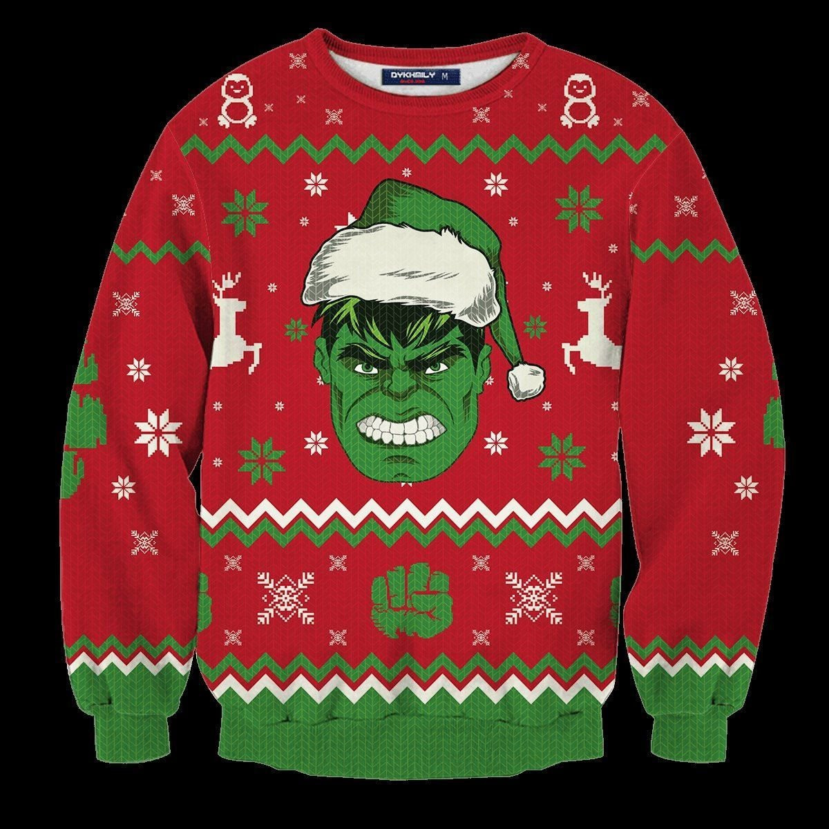 Hulk Smashin Ugly Christmas Sweater Adult 3D Funny Matching for family