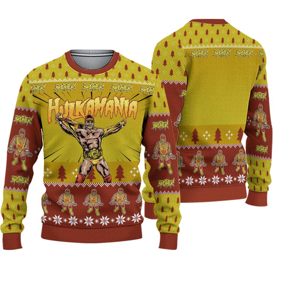 Hulkamania Hulk Hogan Christmas Ugly Sweater, Hulk Hogan Christmas Sweatshirt