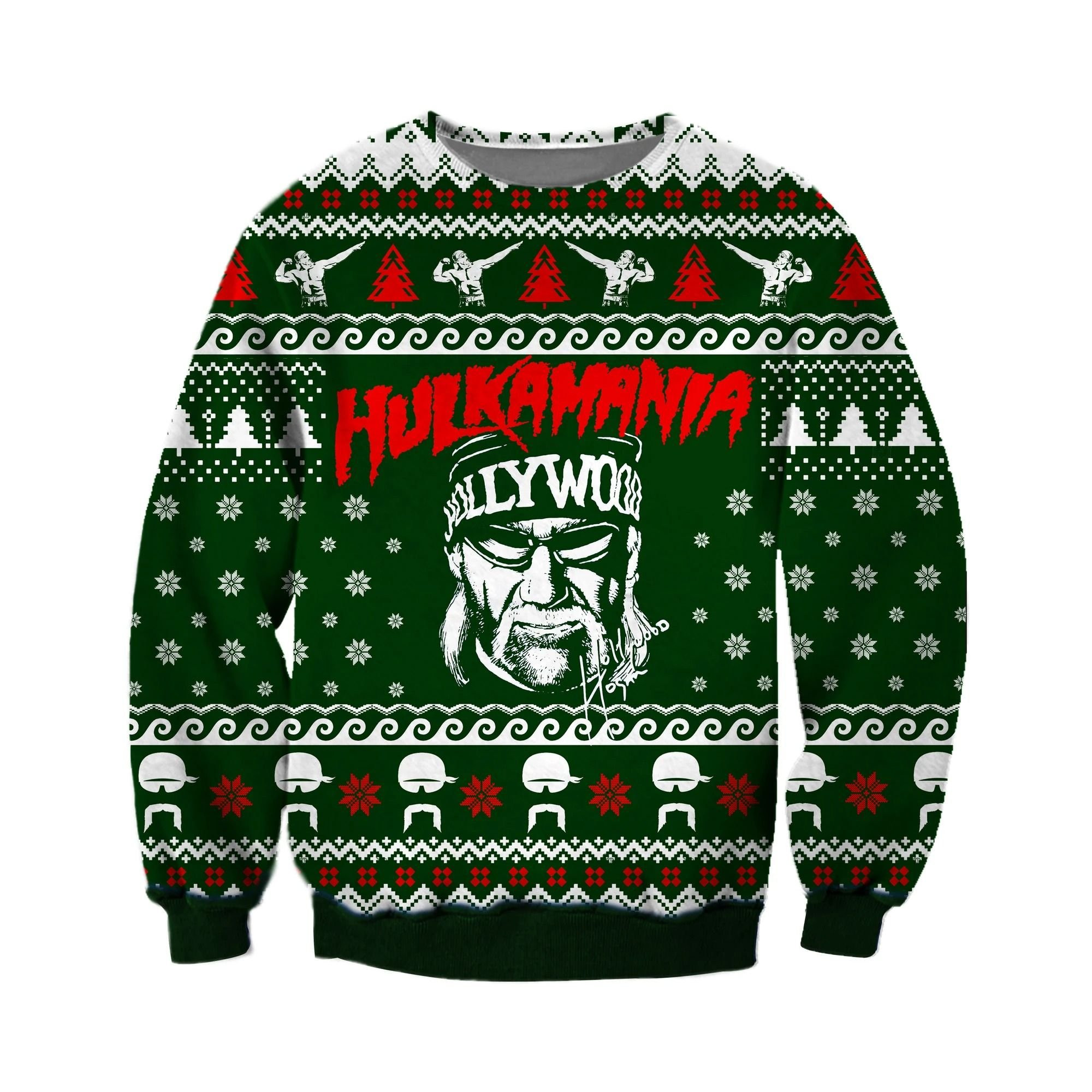 Hulkamania Knitting Pattern Ugly Christmas Sweater Adult 3D Funny Matching for family