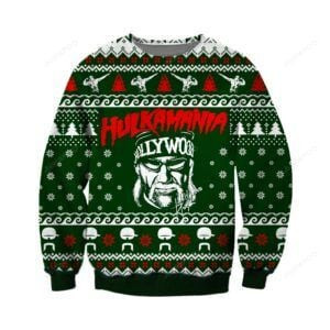 Hulkamania Knitting Ugly Christmas Sweater Adult 3D Funny Matching for family