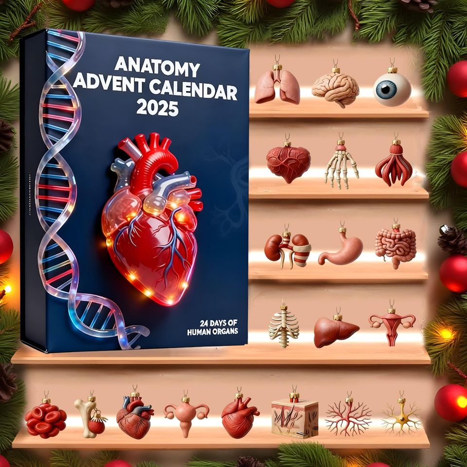 Human Organ Anatomy Advent, Student Countdown Calendar, Science Decor Ornament Set, Doctor Nurse Xmas Gift Calendar Acrylic 2D Flat - Image 2